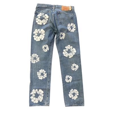 DENIM TEARS X LEVI’S COTTON WREATH JEANS LIGHT WASH BLUE SZ 33x32