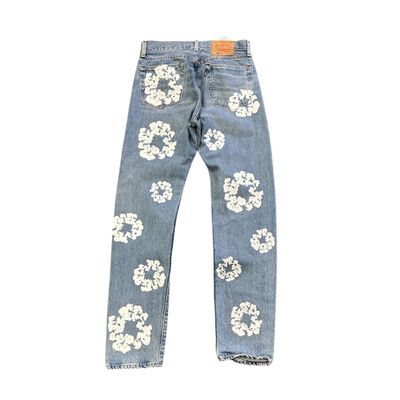 DENIM TEARS X LEVI’S COTTON WREATH JEANS LIGHT WASH BLUE SZ 30x32