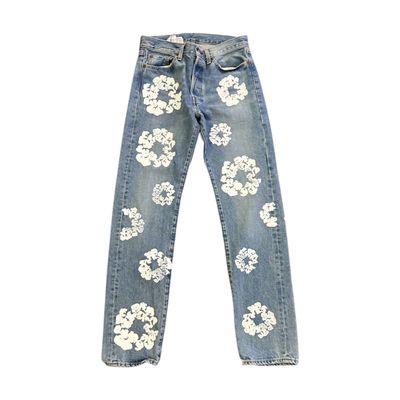 DENIM TEARS X LEVI’S COTTON WREATH JEANS LIGHT WASH BLUE SZ 30x32