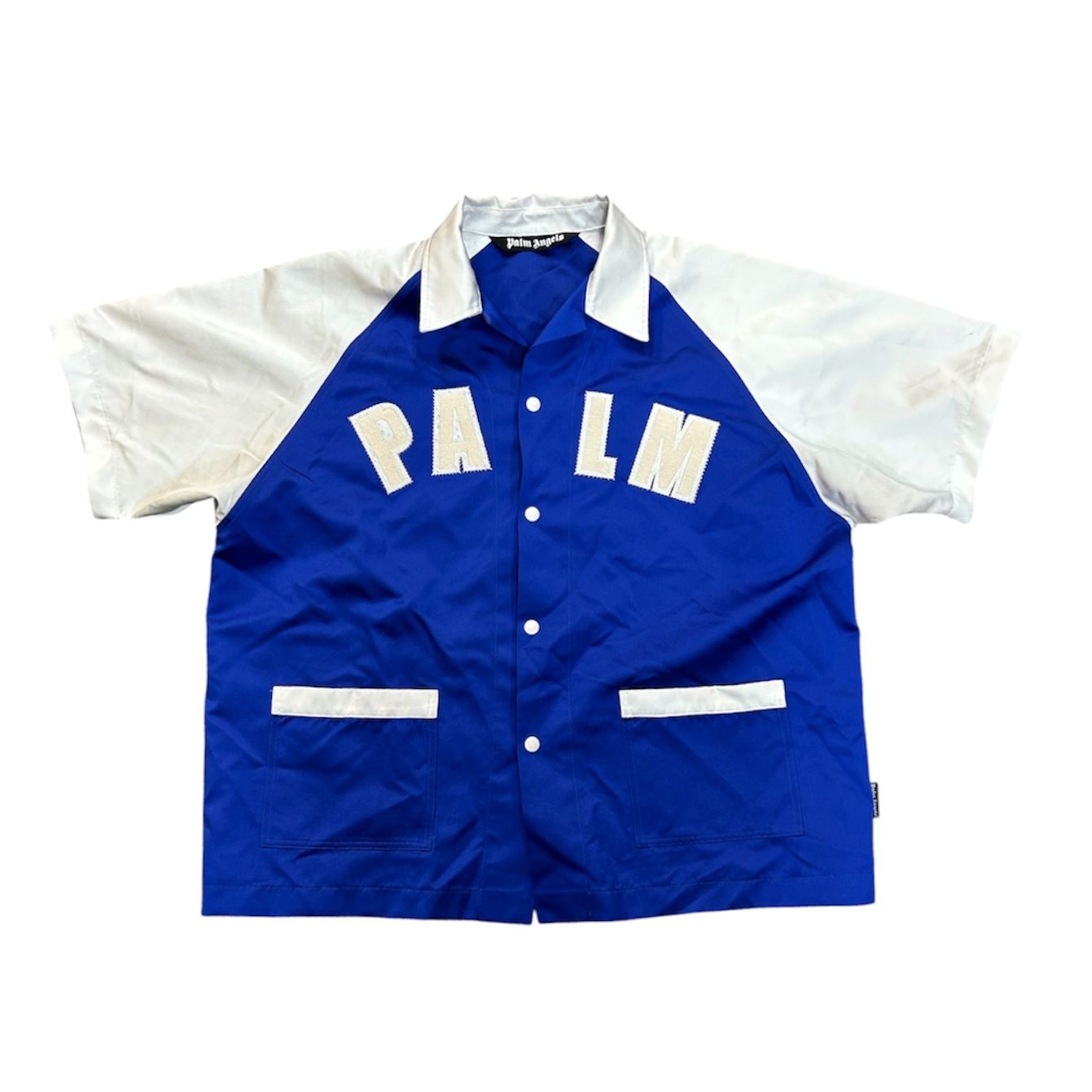PALM ANGELS PALM BASEBALL BOWLING SHIRT BLUE