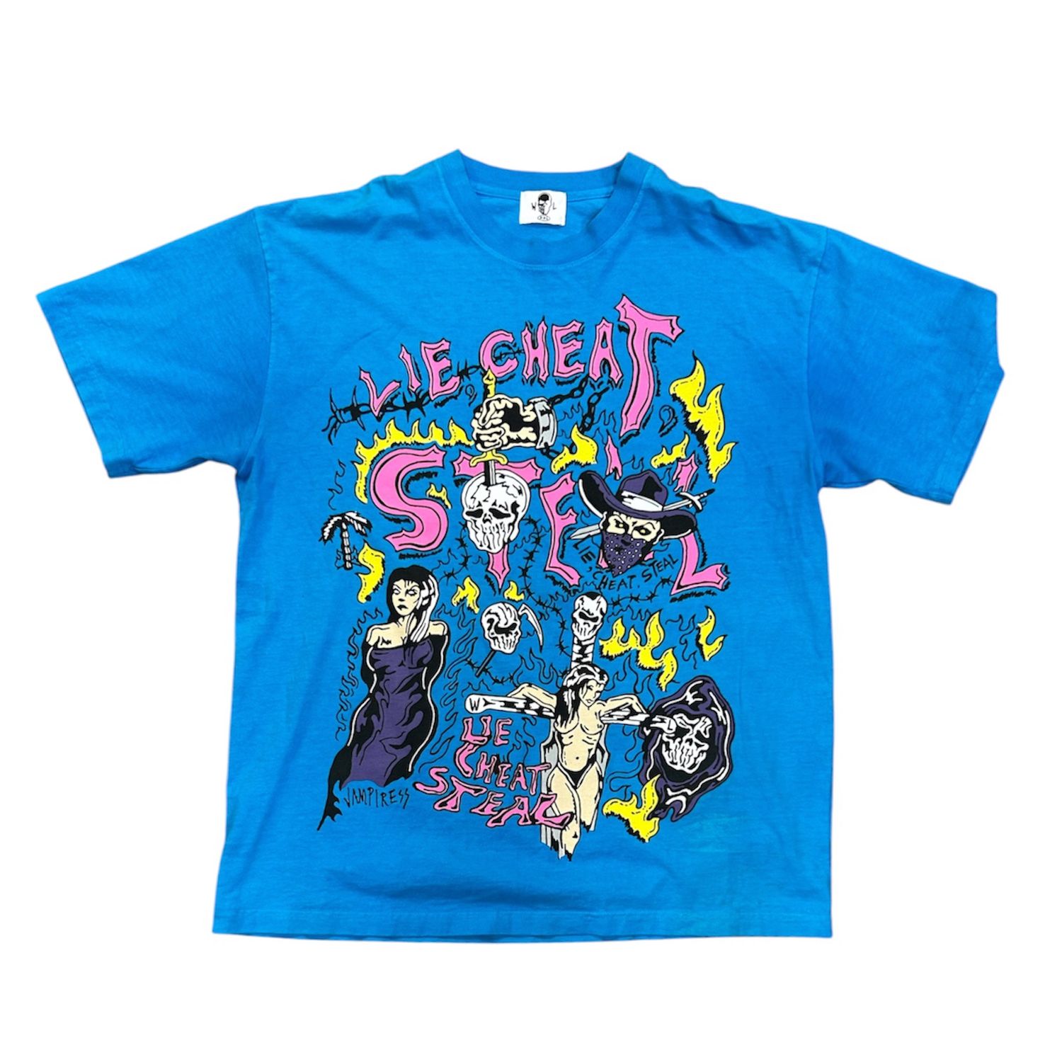 WARREN LOTAS LIE CHEAT STEAL TEE ELECTRIC BLUE (PREOWNED)