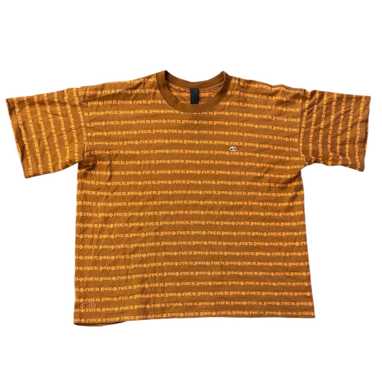 CHROME HEARTS X MATTY BOY TEAN FROM MARS F*CK YOU STRIPED TEE “BROWN/ORANGE”