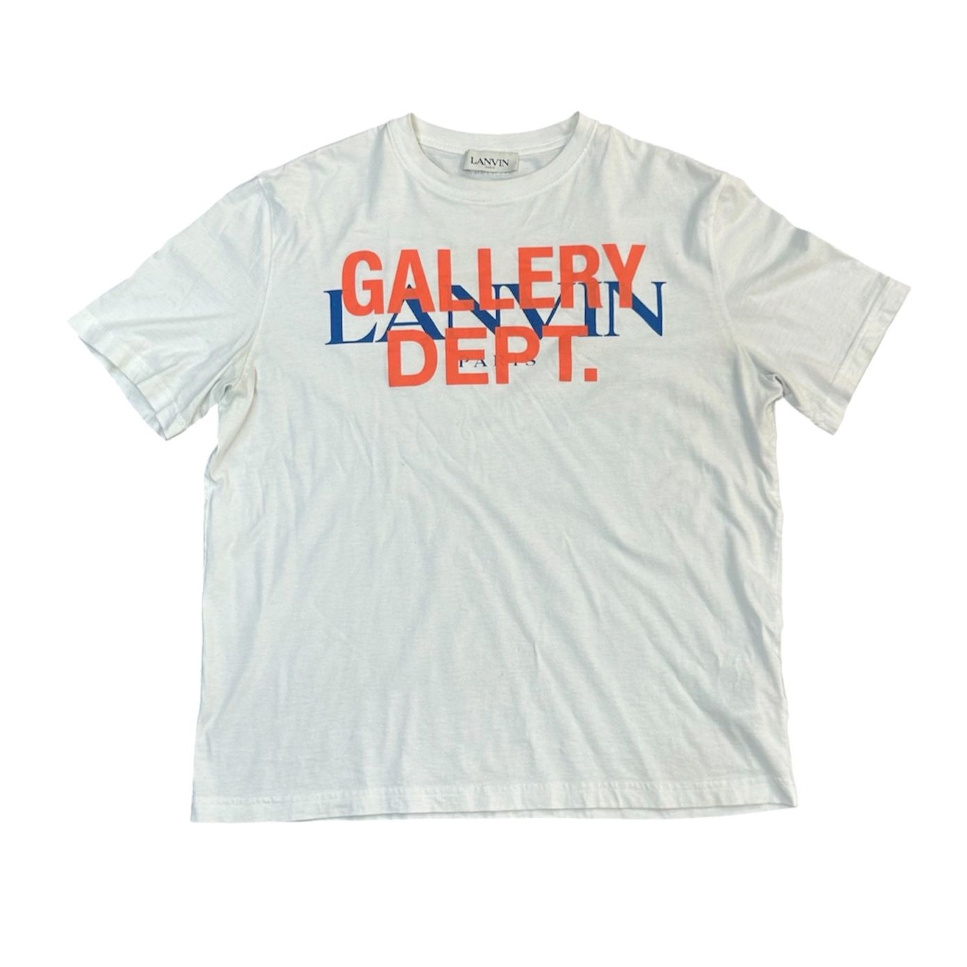 GALLERY DEPT x LANVIN LOGO WHITE ORANGE/BLUE TEE