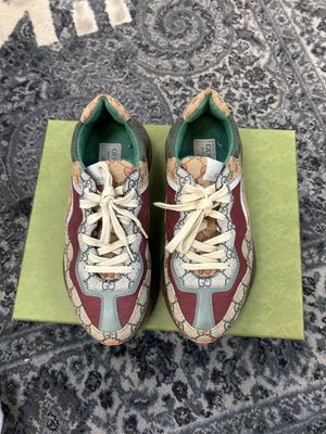 GUCCI RYHTON BROWN/RED SZ 8