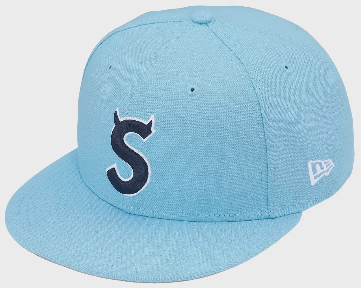 SUPREME DEVIL S LOGO NEW ERA "LIGHT BLUE"