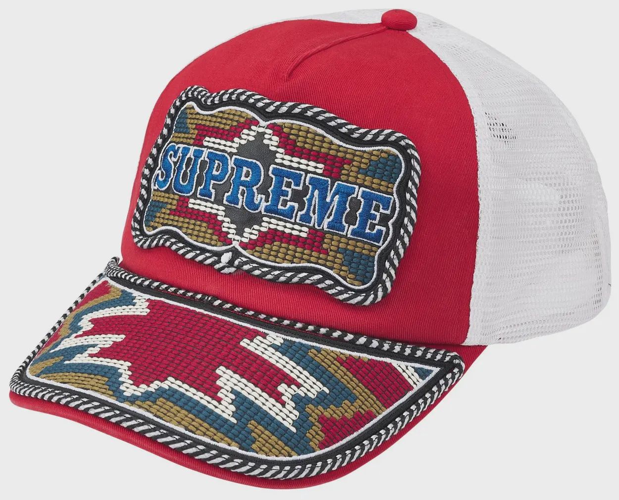 SUPREME WESTERN EMBROIDE MESH BACK 5-PANEL "RED"