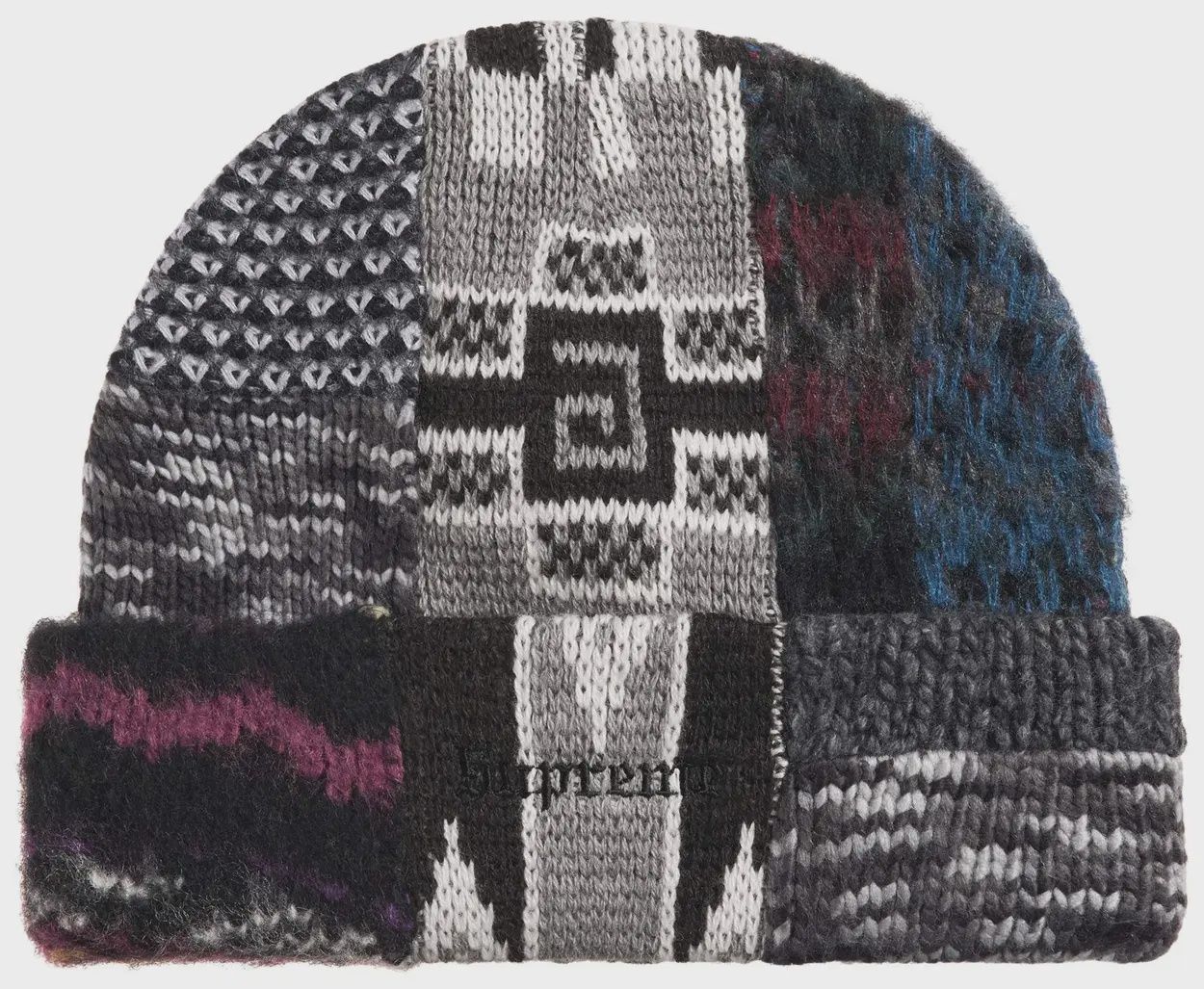 SUPREME PATCHWORK BEANIE "BLACK"