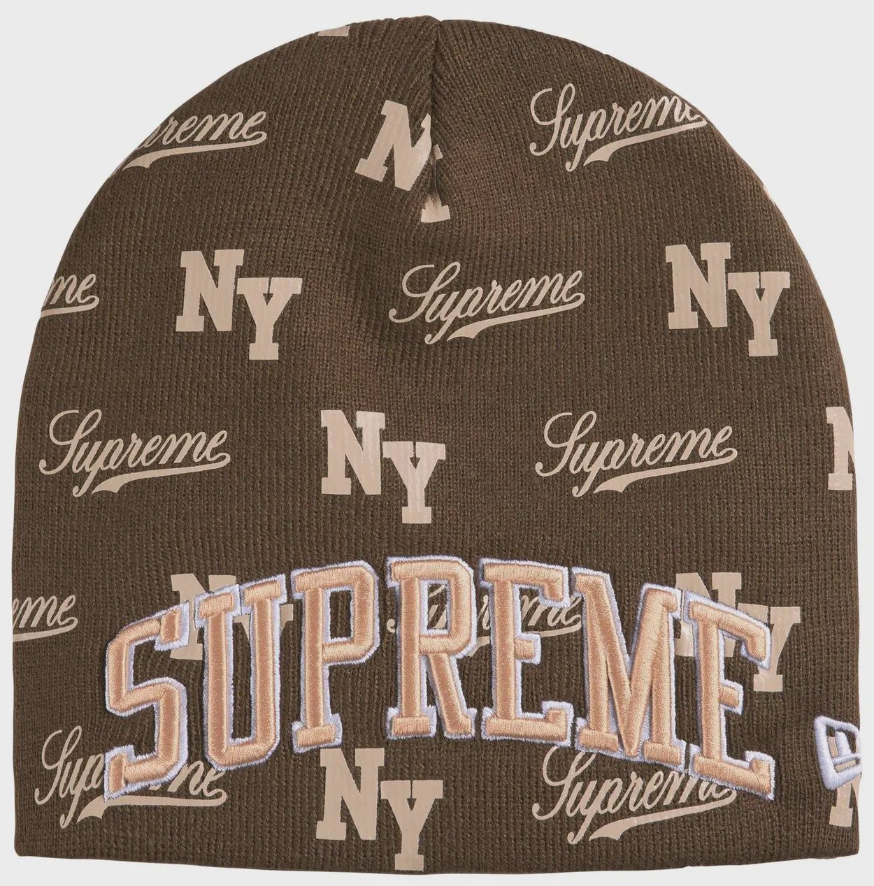 “SUPREME NEW ERA MONOGRAM BEANIE "BROWN"