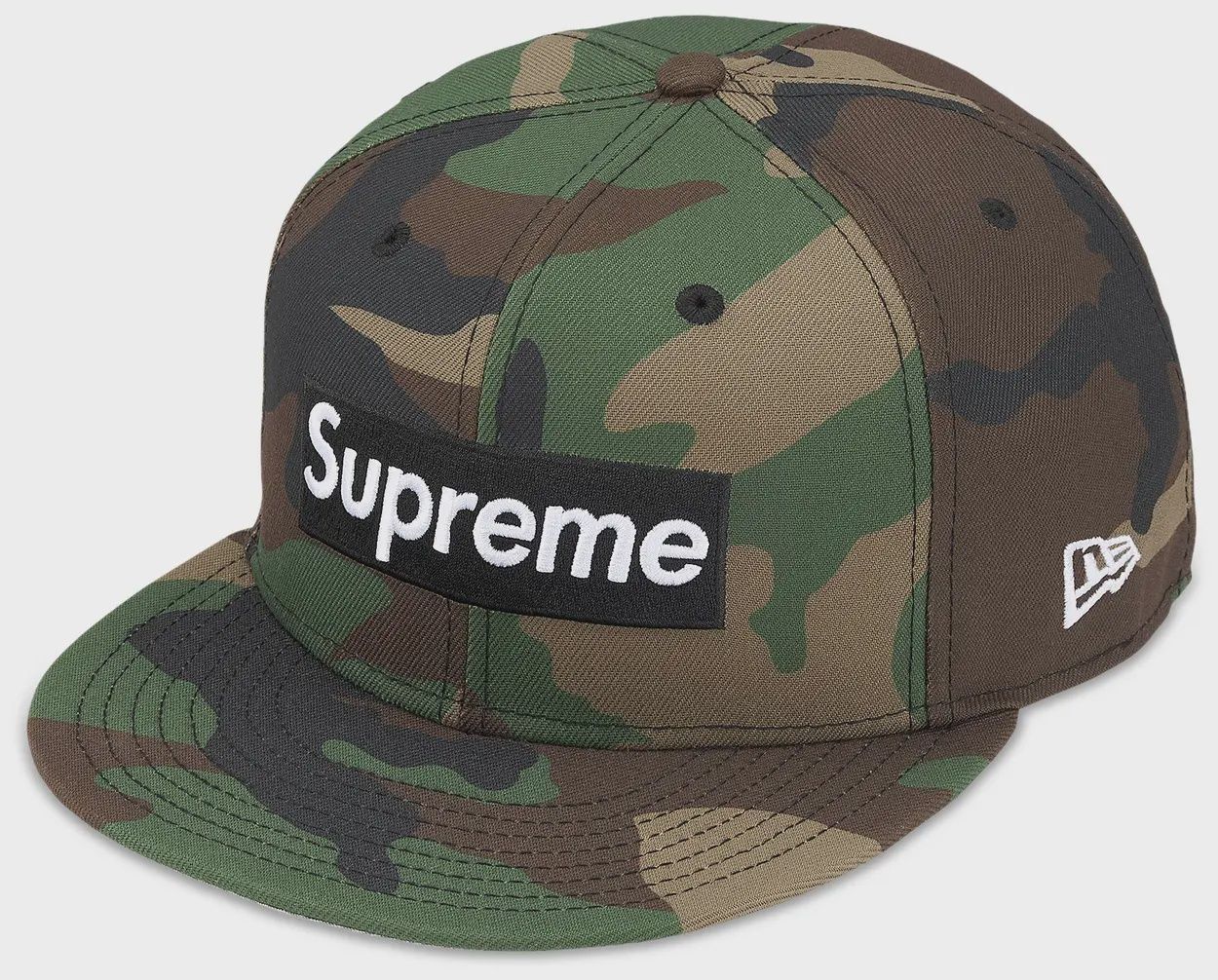SUPREME RINGS BOX LOGO NEW ERA "WOODLAND CAMO"