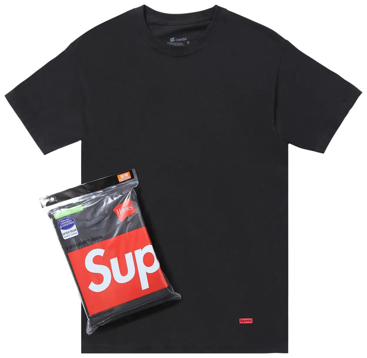 SUPREME X HANES TAGLESS TEES (3 Pack) "BLACK"