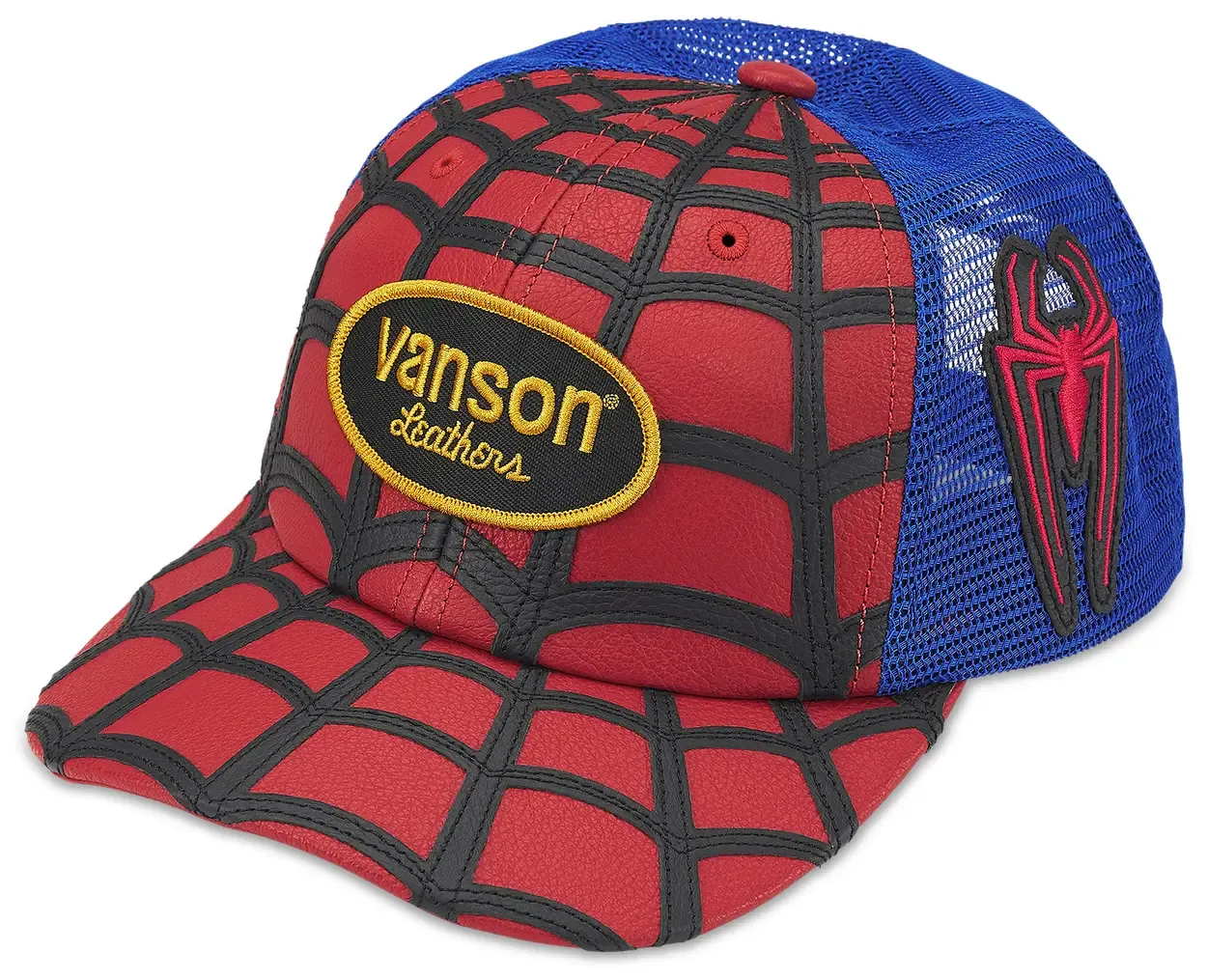 SUPREME X VANSON LEATHER SPIDERMAN MESH BACK 6-PANEL "RED"