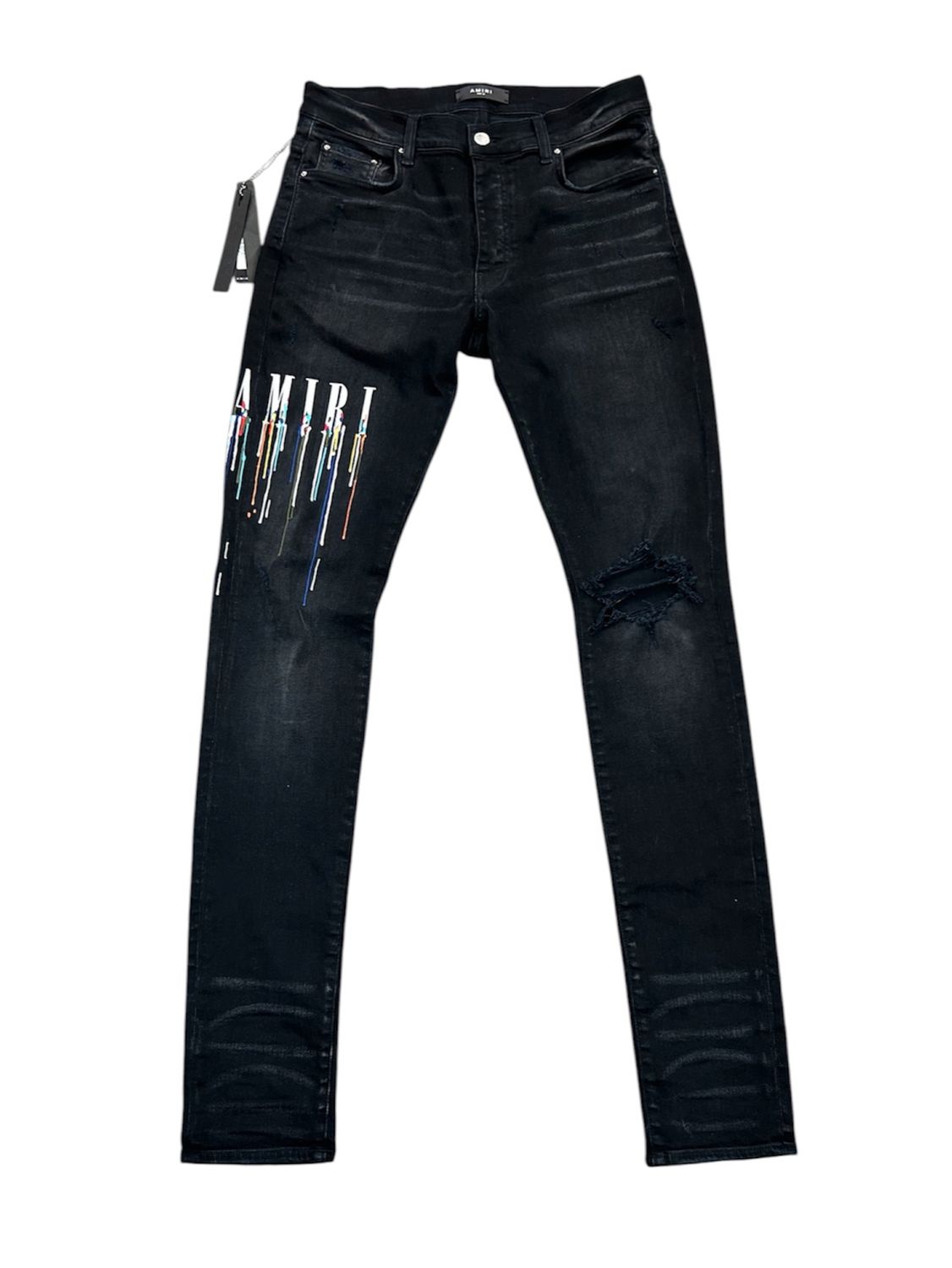 AMIRI PAINT DRIP LOGO “AGED BLACK” SZ 32