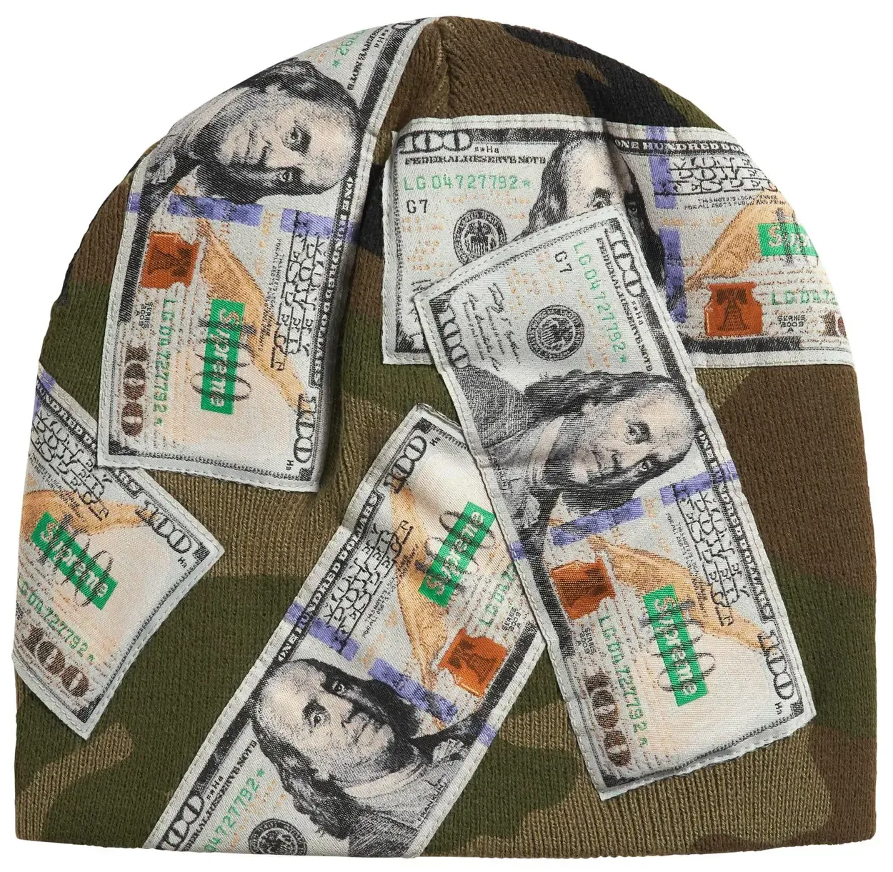 SUPREME MONEY BEANIE "WOODLAND CAMO"