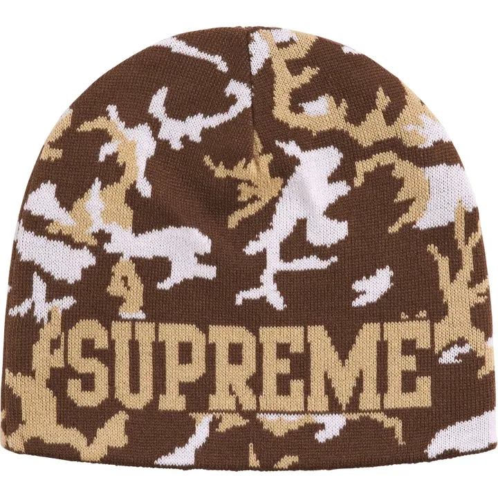 SUPREME REVERSIBLE CAMO BEANIE "BROWN"