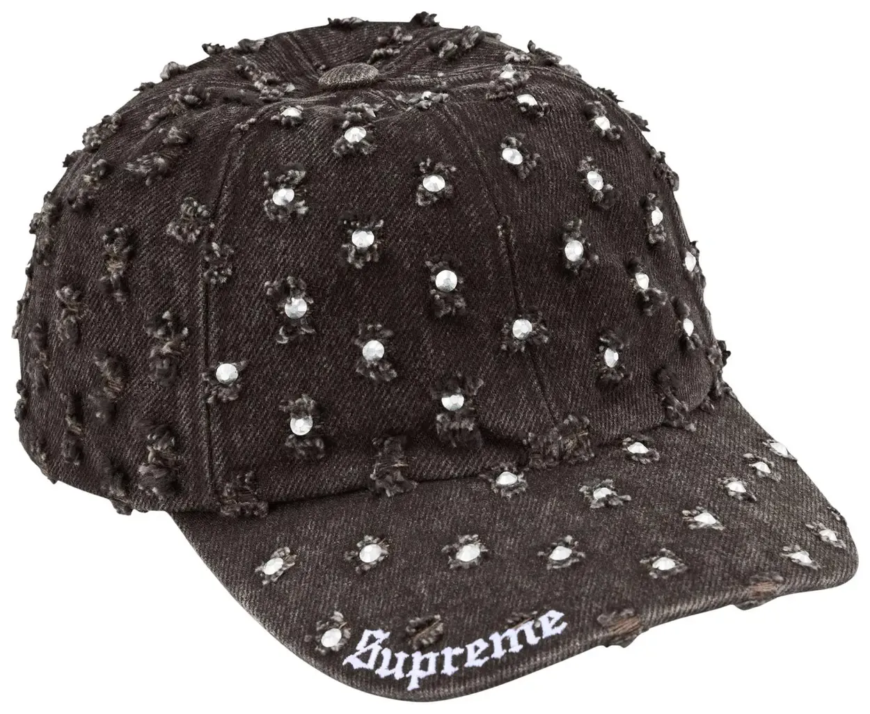 SUPREME HOLE PUNCH RHINESTONE DENIM 6-PANEL "BLACK"