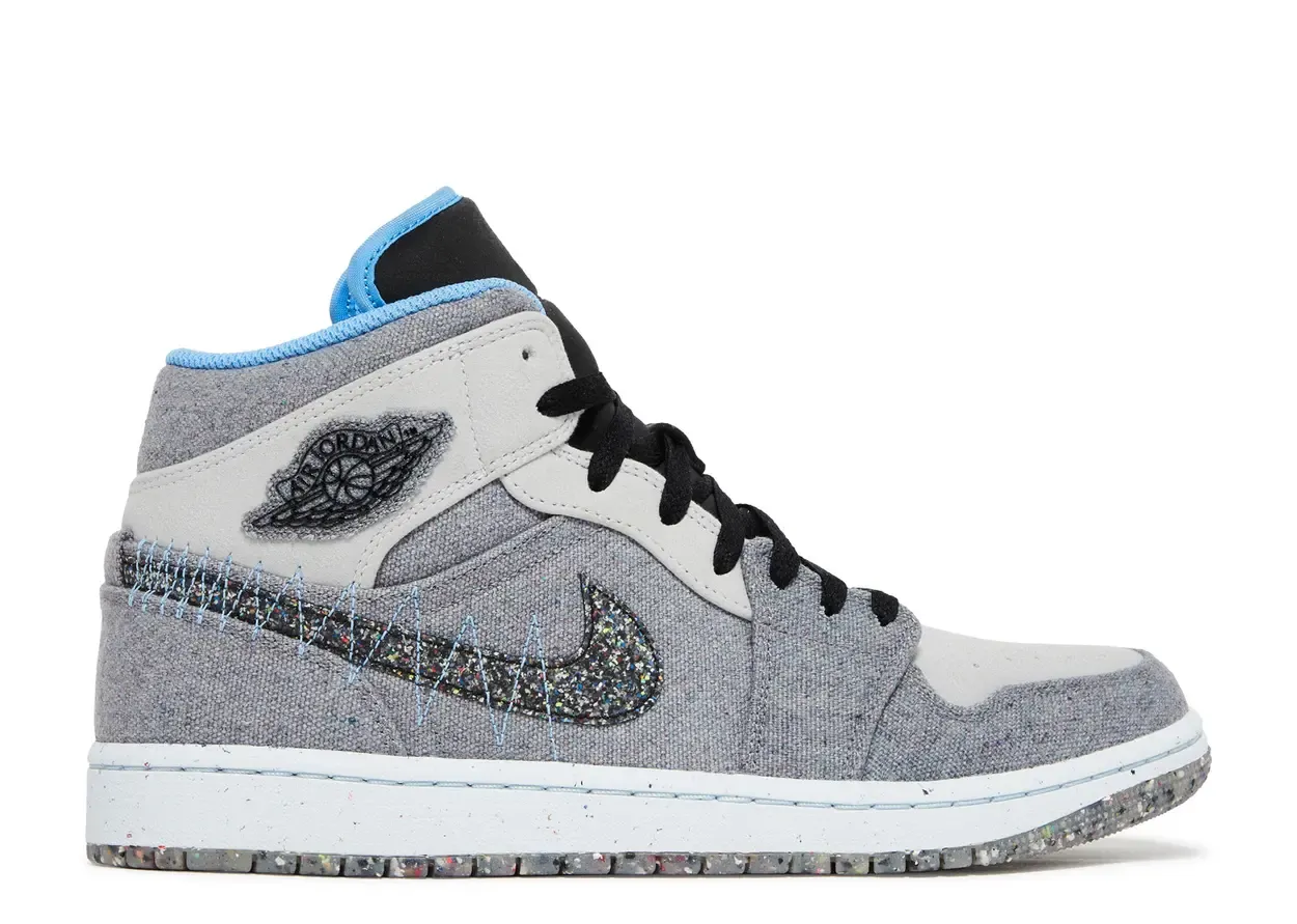 JORDAN 1 MID "CRATER GREY UNIVERSITY BLUE"
