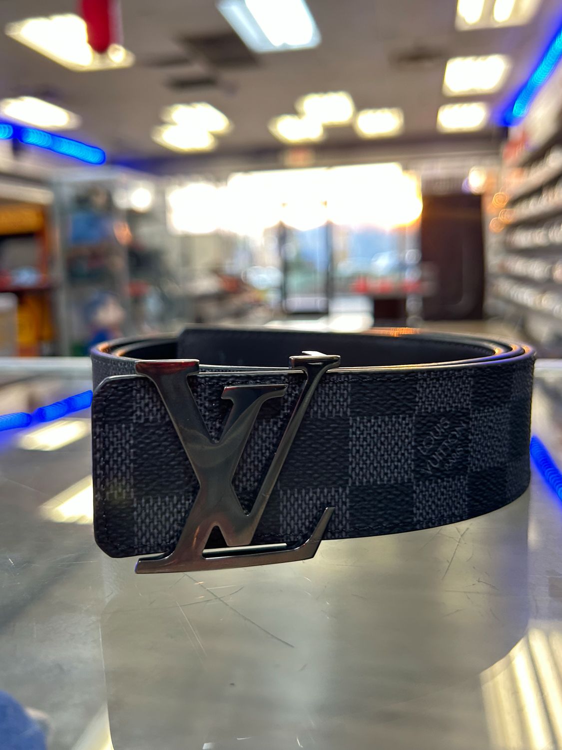 LV INITIALS DAMOFLAGE BELT SZ 90CM