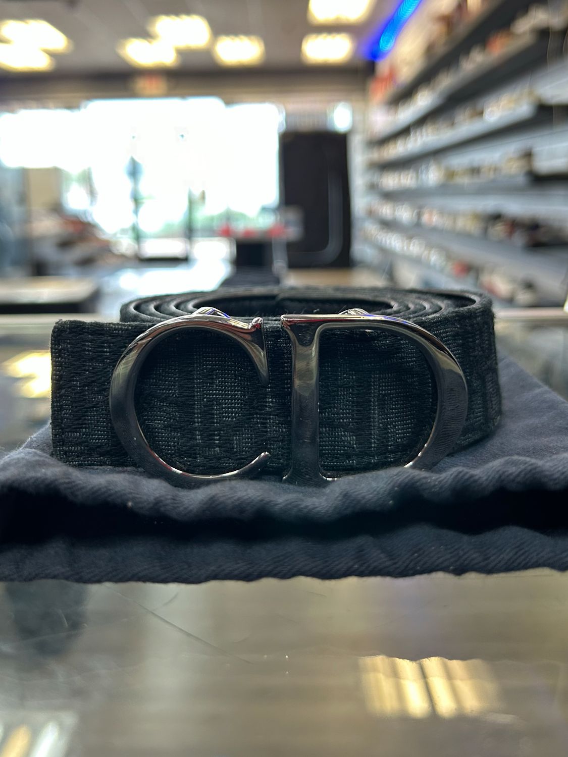 DIOR OBLIQUE JACQUARD CANVAS BELT SZ 36-40