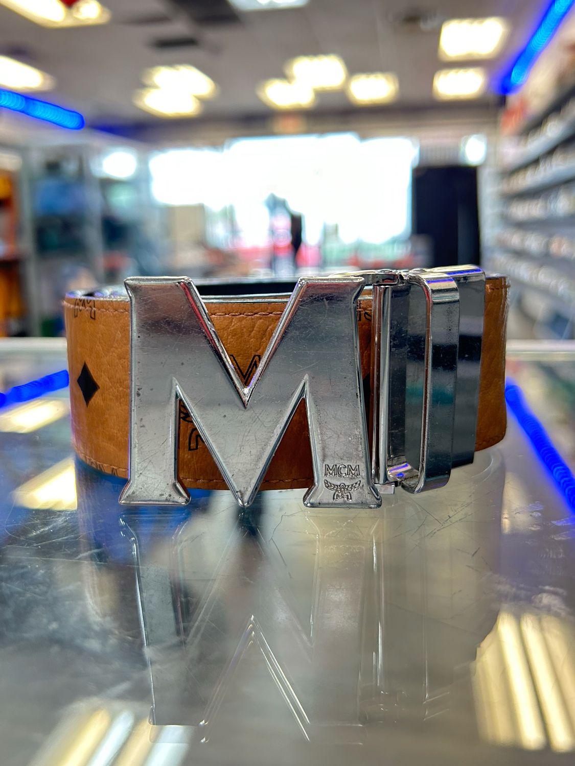 MCM CLAUS REVERSIBLE BELT SILVER SZ 29