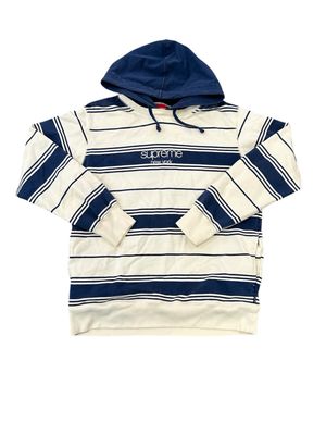 SUPREME STRIPED HOODED CREWNECK “NAVY”