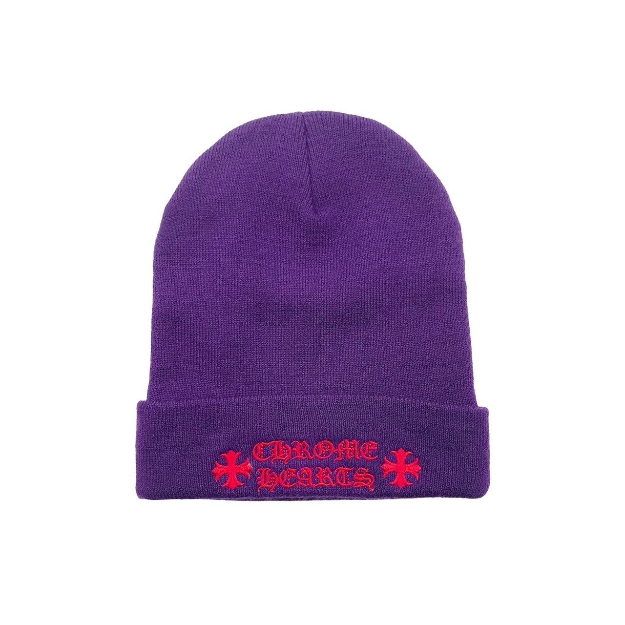CHROME HEARTS EMBROIDERED PURPLE BEANIE