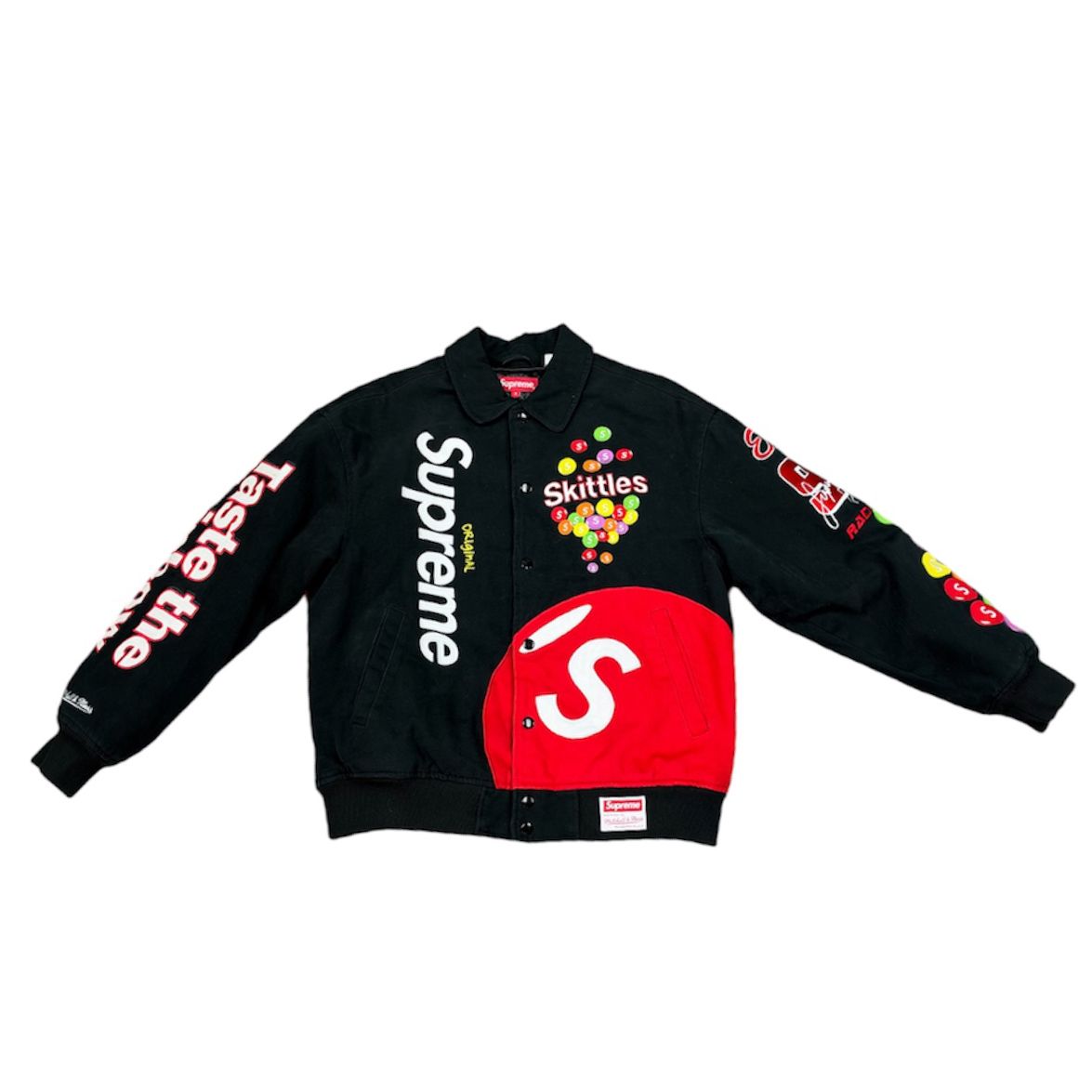 SUPREME x SKITTLES x MITCHELL &amp; NESS VARSITY JACKET