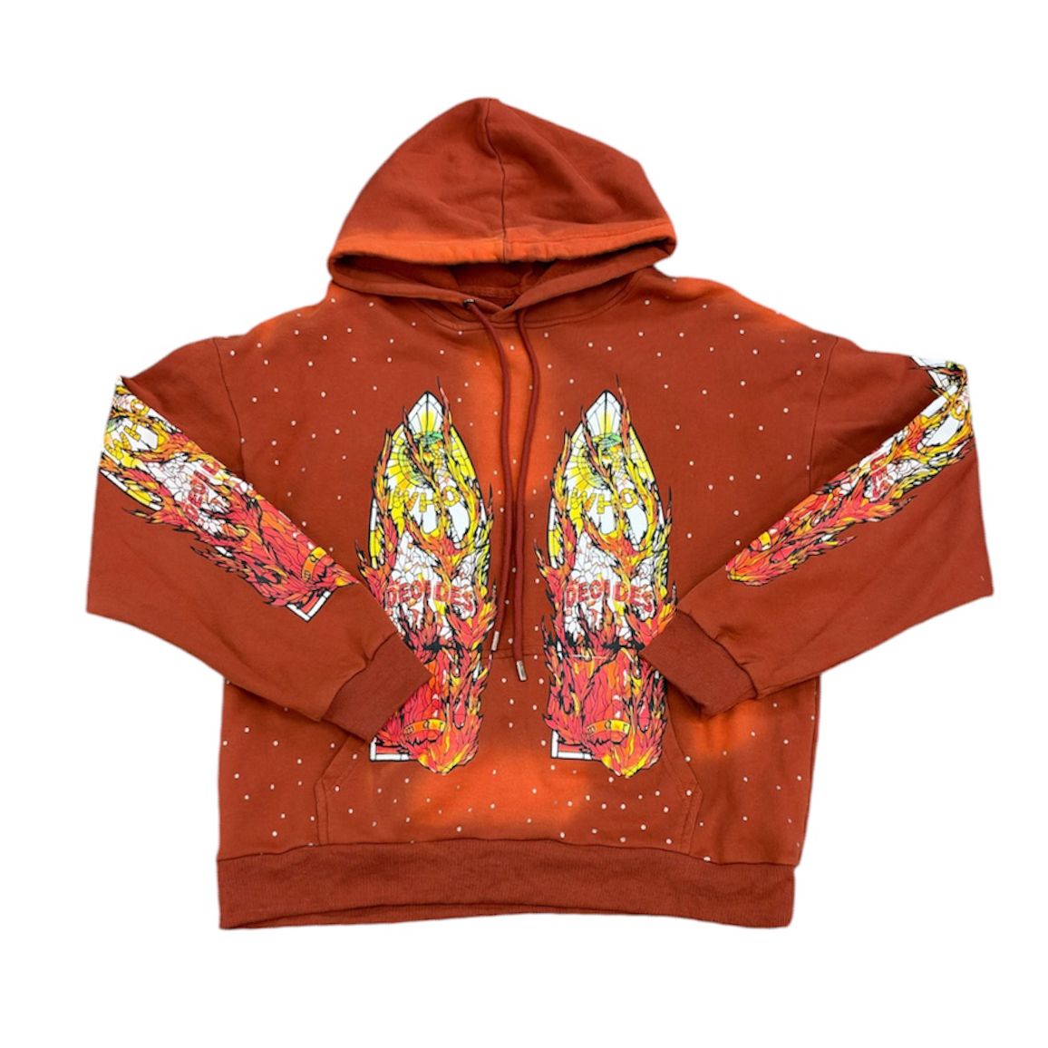 WHO DECIDES WAR FLAME GLASS HOODIE RUST