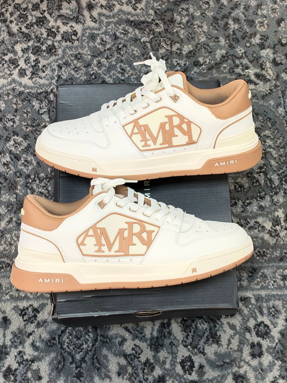 AMIRI CLASSIC LOW WHITE BROWN SZ 47