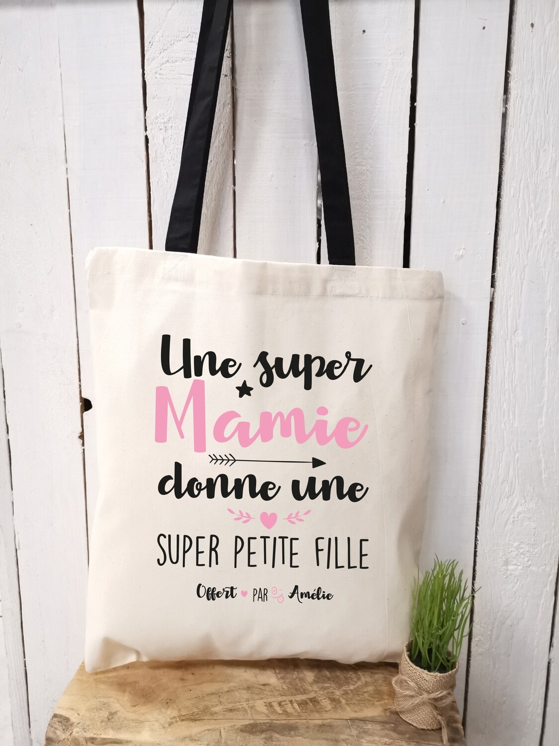 Tote bag "Mamie donne" personnalisable