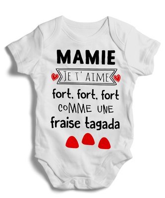 Body grenouillère mamie je t'aime fort, fort, fort