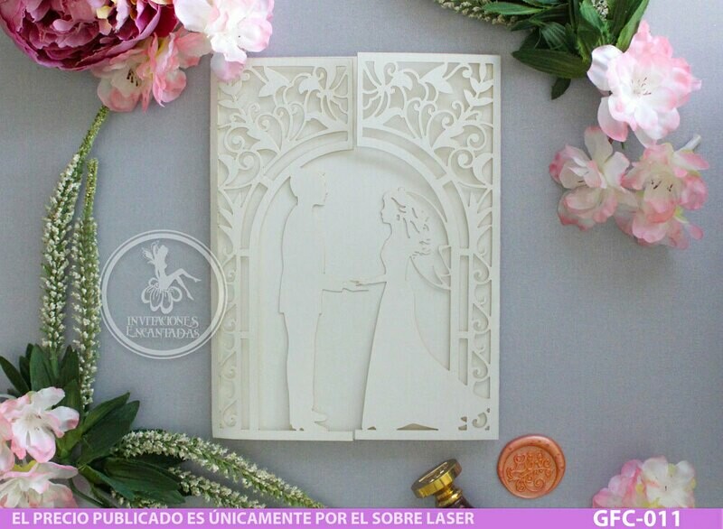 DIY Sobre Corte Laser GFC-011 Boda Novios