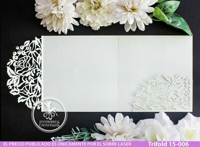 DIY Sobre Corte Laser Trifold 15-006 Florales