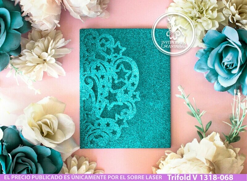 DIY Sobre Corte Laser Trifold V 1318-068 estrellas