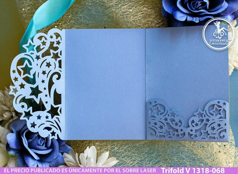 DIY Sobre Corte Laser Trifold V 1318-068 estrellas