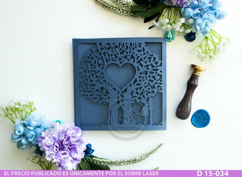 DIY Sobre Corte Laser D 15-034 Árbol Boda Novios Corazón