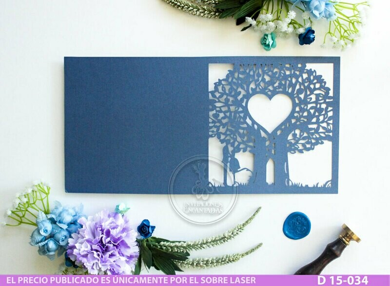 DIY Sobre Corte Laser D 15-034 Árbol Boda Novios Corazón