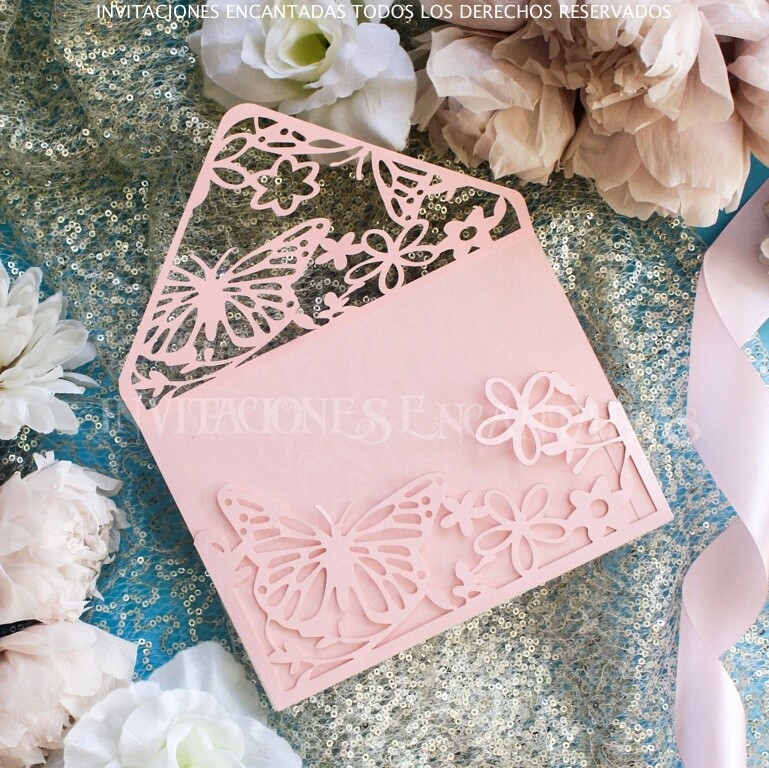DIY Sobre Corte Laser Bifold H 1318-052 Mariposas