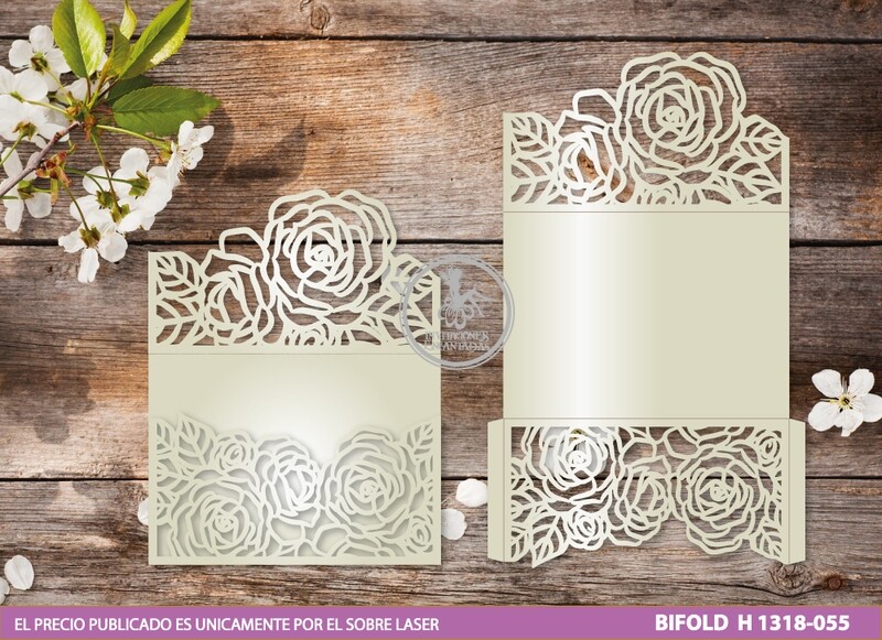 DIY Sobre Corte Laser Bifold H 1318-055 B Floral DIY Sobre Corte Laser Bifold H 1318-055 B Floral