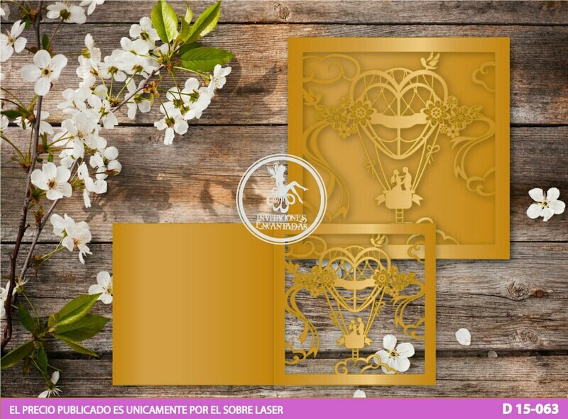 DIY Sobre Corte Laser D 15-063 Novios Boda