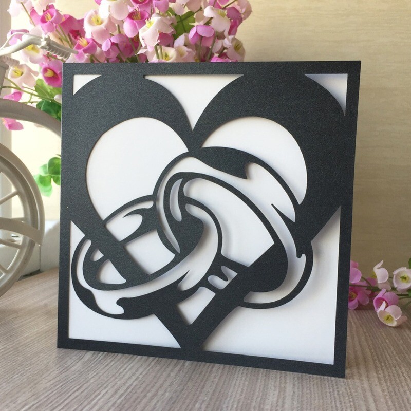 DIY Sobre Corte Laser D 15-071 Boda anillos Corazón