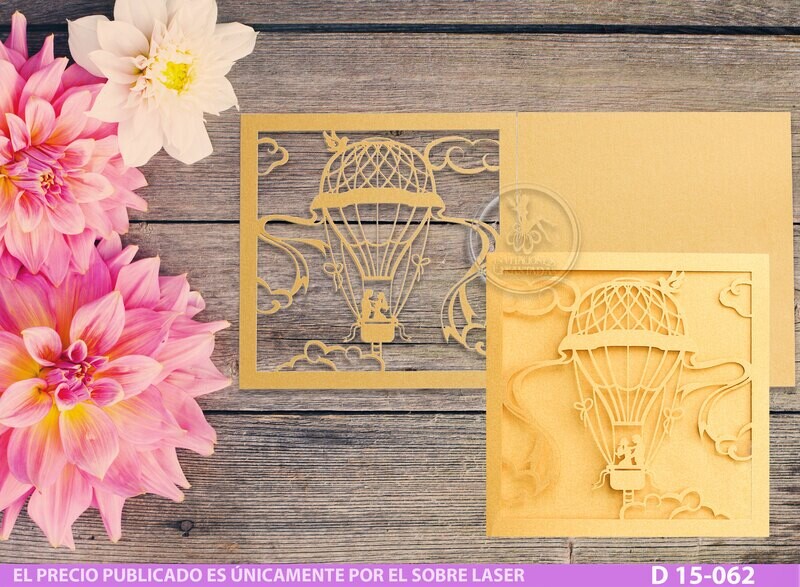 DIY Sobre Corte Laser D 15-062 Novios Boda