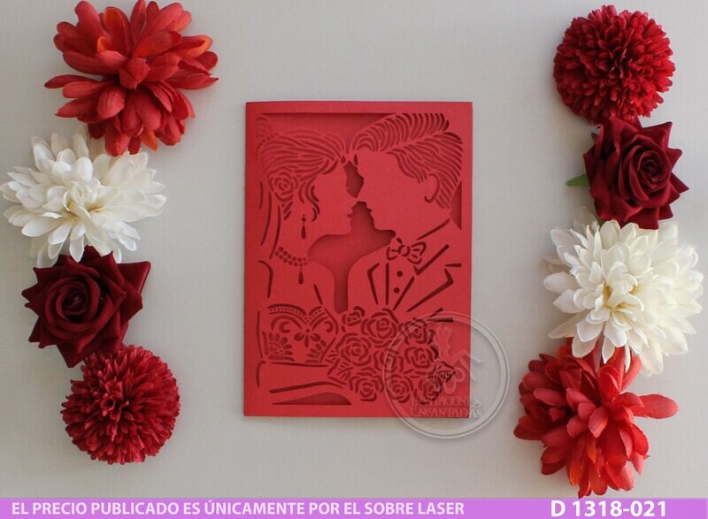 DIY Sobre Corte Laser D 1318-021 Novios Boda