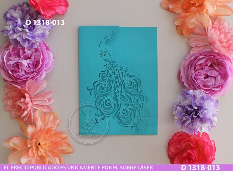 DIY Sobre Corte Laser D 1318-013 Pavo Real