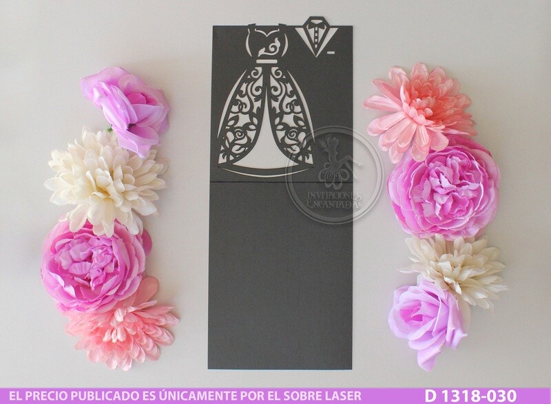 DIY Sobre Corte Laser D 1318-030 Novios Boda