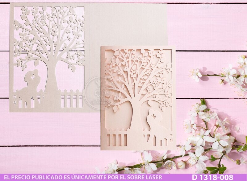 DIY Sobre Corte Laser D 1318-008 Novios Boda