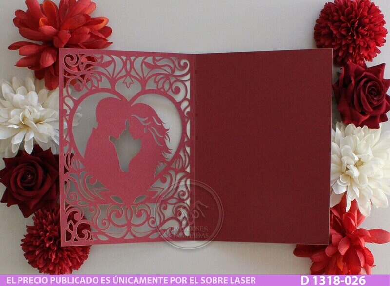 DIY Sobre Corte Laser D 1318-026 Novios Boda Corazón