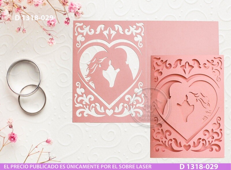 DIY Sobre Corte Laser D 1318-029 Novios Boda Corazón