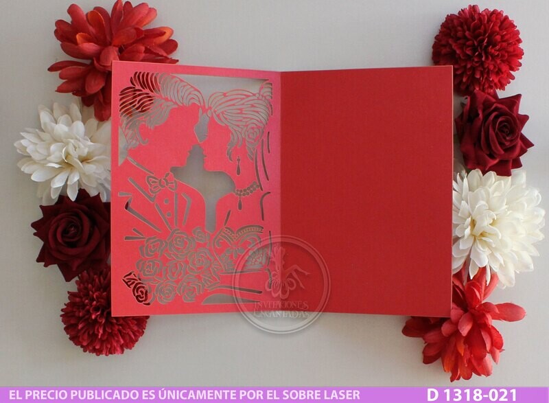 DIY Sobre Corte Laser D 1318-021 Novios Boda