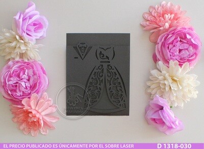 DIY Sobre Corte Laser D 1318-030 Novios Boda