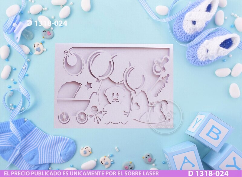 DIY Sobre Corte Laser D 1318-024 Bautizo BabyShower